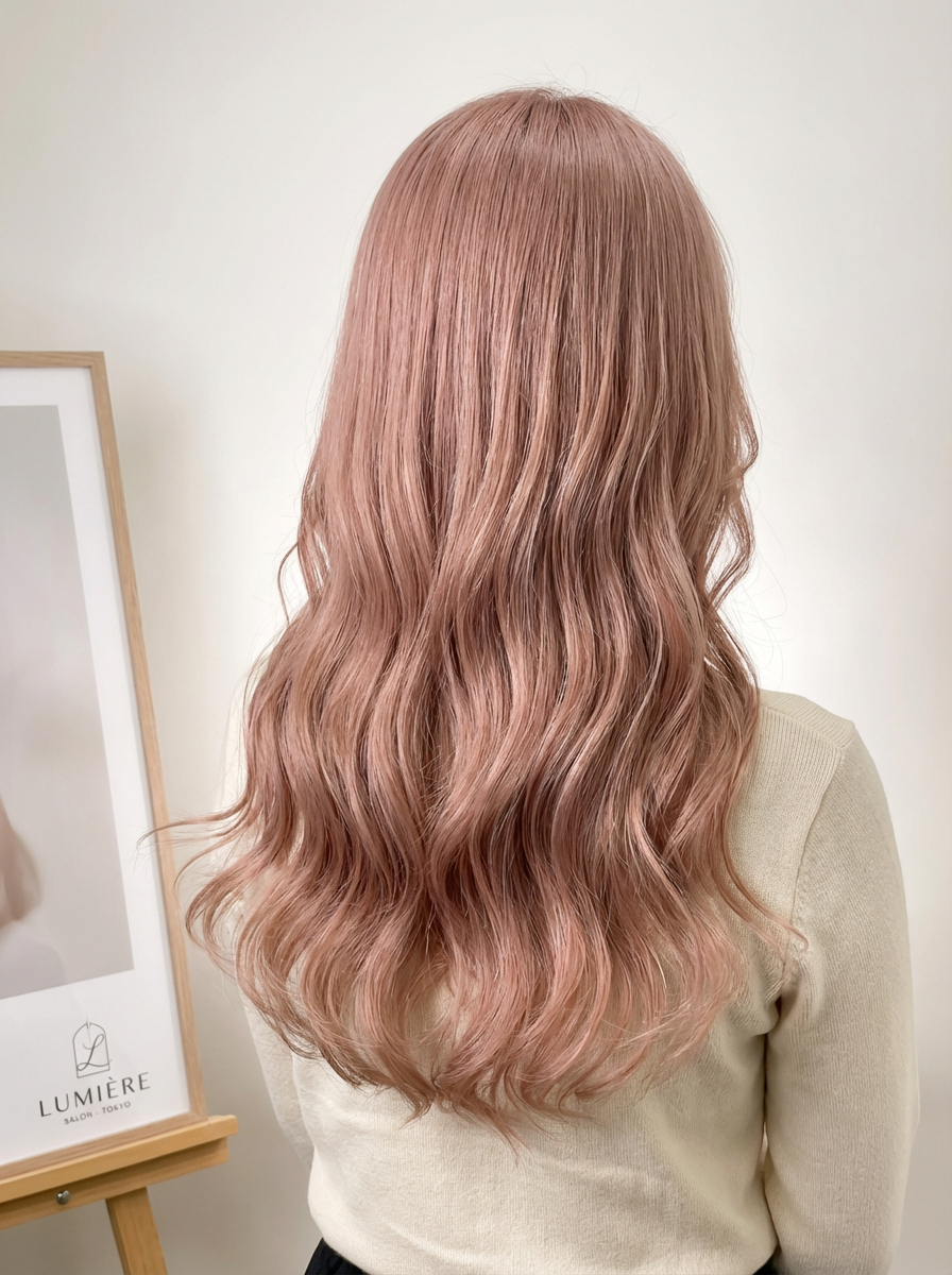 6Dエクステ ピンクベージュ ロングウェーブ 神戸三宮