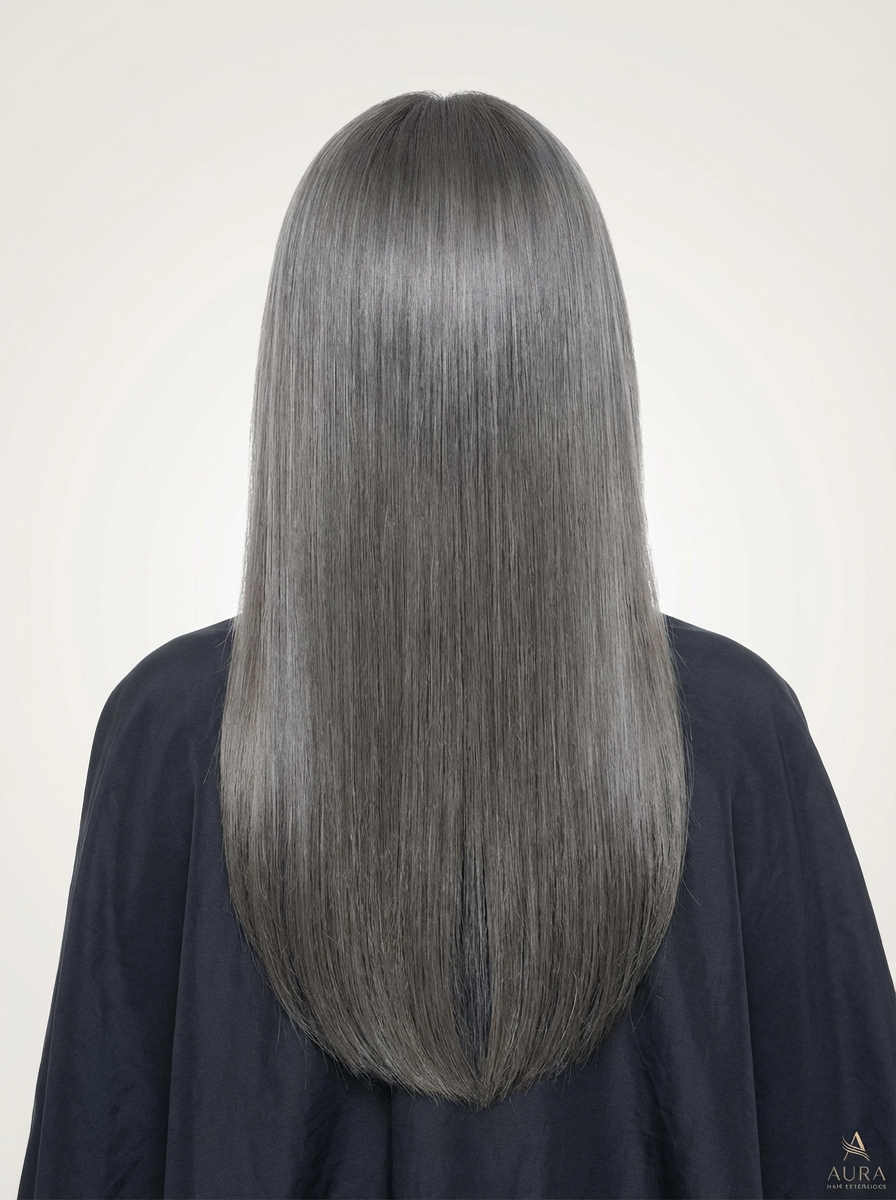 6Dエクステ アッシュグレー ロングストレート 三宮