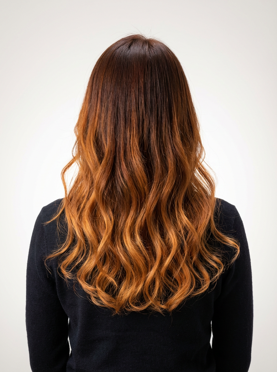 6Dエクステ オレンジブラウン グラデーション 三宮