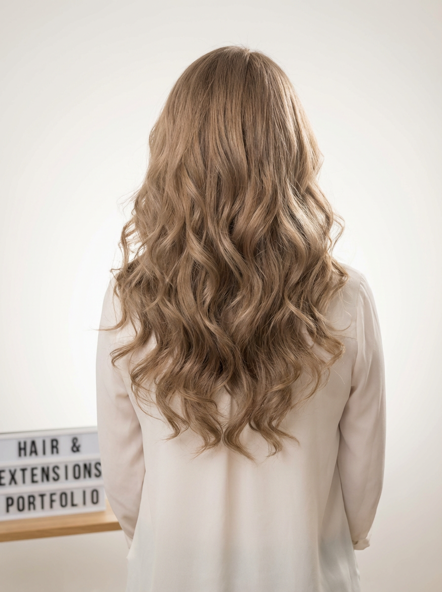 6Dエクステ ミルクティーベージュ ふわふわウェーブ 元町